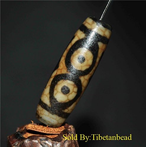 Genuine Tibetan 3 Eyes Dzi Amulet Bead Necklace Pendant Ancient Pure Three Eyed Agate Carnelian Stone Yellow Old Antique Real Eye Bracelet Milky Gzi Nepal Zee Tibet Buddhism Authentic Charm Carnelian White Black Color Real Himalayas Tolusand Years Protective Natural Talisman Charm