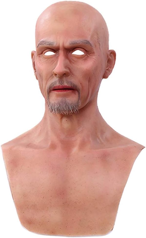 Realistic Old Man Mask Silicone Full Head Masquerade for Crossdresser Cosplayer Halloween Costume Party Latex Head Masks Face