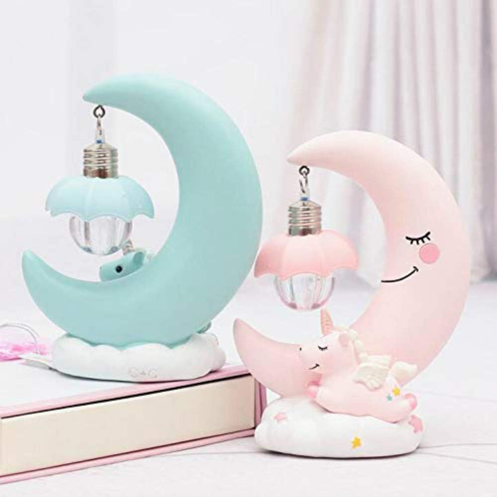 Led Veilleuse Resine Lune Licorne Dessin Anime Bebe Lampe De Chevet Enfants Enfant Fille Jouet Cadeau De Noel Decoration De Chambre Enfant Bleu Veilleuses Eclairage Pour Enfants Yourcup Yourdesign Com