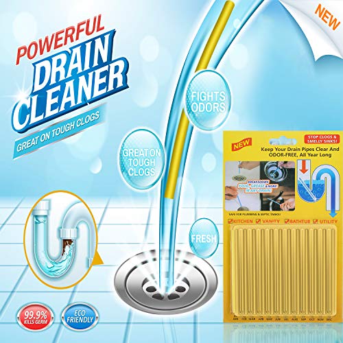 60 Pieces Drain Sticks Drain Cleaner Sticks Drain Deodorizer Sticks Non