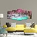 Wieco Art Waterfall 5 Piece Giclee Canvas Prints Wall Art Purple Forest Trees Pictures Paintings for Living Room Bedroom Home Decorations Modern Stretched and Framed Decorative Landscape Artwork