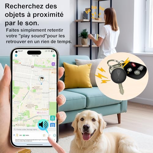 Traceur GPS Voiture,Magnétique Smart Tag Tracker,Traceur caché localisateur,Traceur sans Abonnement,Étanche IP67,Compatible avec iOS et Android,pour Véhicules/clés/Moto/Bagage/Enfant/Wallet-