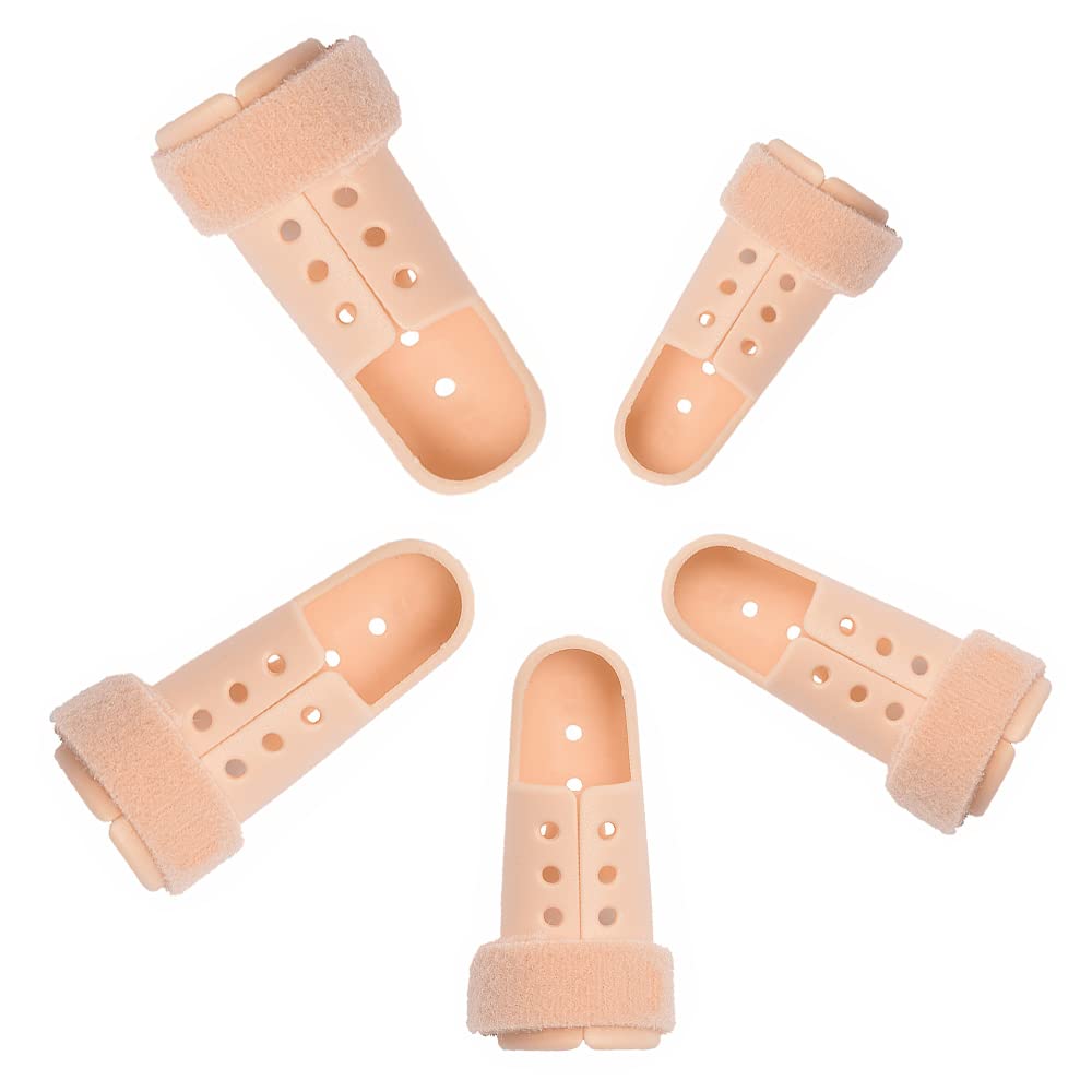 YANWANDEFA 5 Pcs Plastic Finger Support Protector Finger Splint Mallet Trigger Finger Splint Finger Support Protector for Adjustable Finger Immobilizer