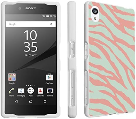 Xperia Z5 Case, DuroCase Hard Case White for Sony Xperia Z5 (Released in 2015) - (Zebra Mint Coral)