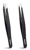 2-Pack Tweezers for Eyebrows, Facial Hair, Ingrown