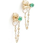 Zoe Chicco Women's 14k Gold Emerald Square Bead Chain Huggie Earrings, Gold, One Size
