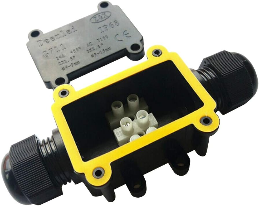 Junction Box Waterproof IP68 2 Way Plug Line,Connector Wire Range 4 to 15mm,4Pack