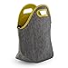 Tabkoe Insulated Neoprene Lunch Bag Set with Tote, Bottle Sleeve, 2 Can Insulators & Adjustable Crossbody Shoulder Strap | Washable, Reusable, Stretchy, Extra Large Travel Lunch Box (Gray Yellow)