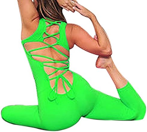 Sumtory Women's Sexy Lace up Bandage Back Jumpsuit Romper Sleeveless Playsuit