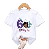6th Birthday Shirt for Girls, Dress T Shirt for Girls 6 Year Old Gift Outfit Decoration Mermaid Birthday Clothes Style C White