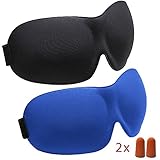 Sleep Mask by aDreamSleep (2 Pieces) - Contoured & Comfortable Eye Mask With Moldex Ear Plug (2 Sets). Great for Travel, Shift Work & Meditation (Black & Blue)