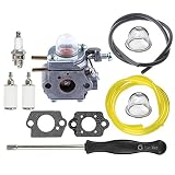 Hipa WT973 Carburetor with Fuel Line Fuel Filter Spark Plug for Bolens BL110 BL160 BL425 Cub Cadet BC210 BC280 CC212 CS202 SS270 String Trimmer Brushcutter