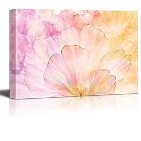 Pink Petals of a Flower with Splattered Pink, Red, and Yellow Watercolor Paint - Canvas Art Home Art - 12x18 inches