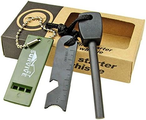 DOGOO Fire Starter with Handle and Steel Scraper &amp; Ruler &amp; Bottle Opener
