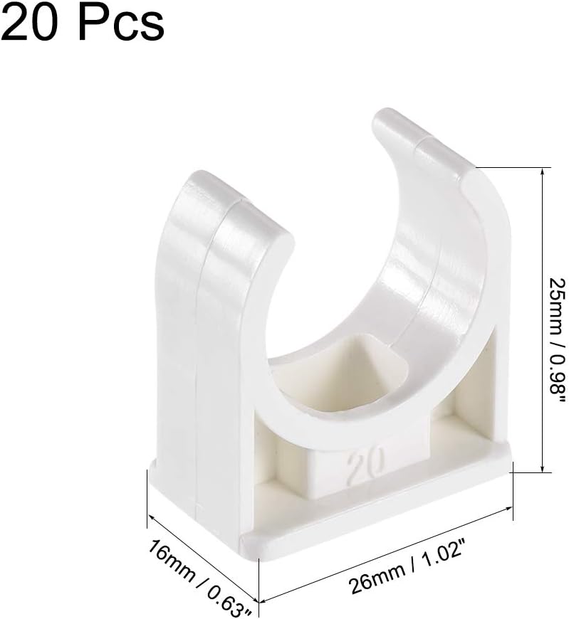sourcing map PVC Pipe Clamps Clips 20mm, Fit for 20mm/0.79" OD TV Trays Tubing Hose Hanger Support Pex Tubing - Image 3