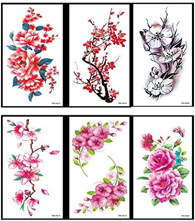 VanTattoo (6Sheets) Fashion Body Art Stickers Removable Waterproof Temporary Tattoo –Flower sketch tattoo