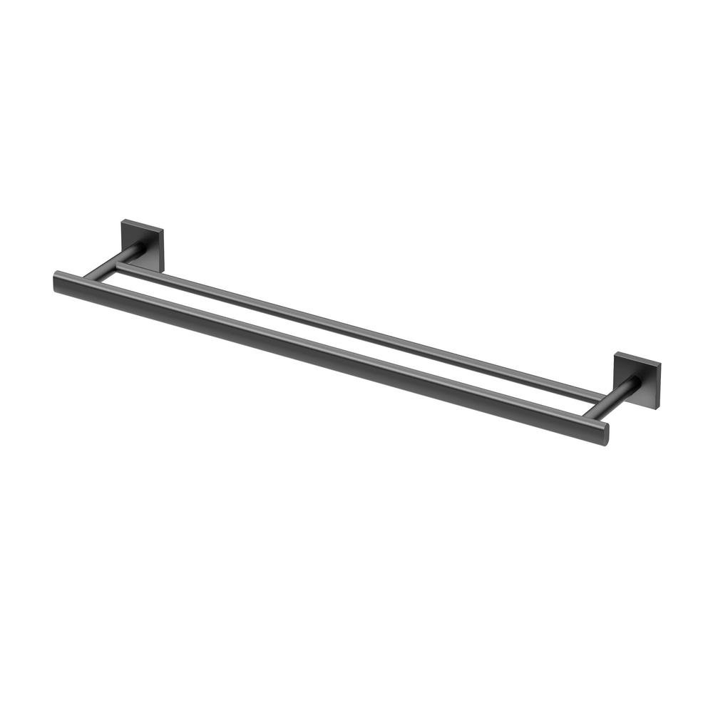 Gatco 4054MX Elevate Double Towel Bar, Matte Black, 24 Inch
