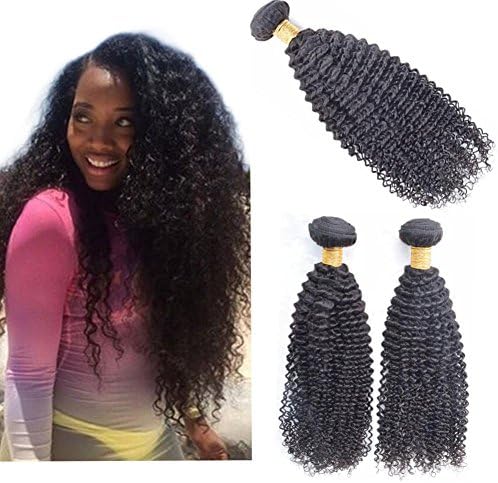 Ballice Hair Kinky Curly Malaysian Virgin Hair 3 Bundles Human Hair Extensions Virgin Hair Weaves Grade 7A Natural Black Color 300g (20 20 20inches)