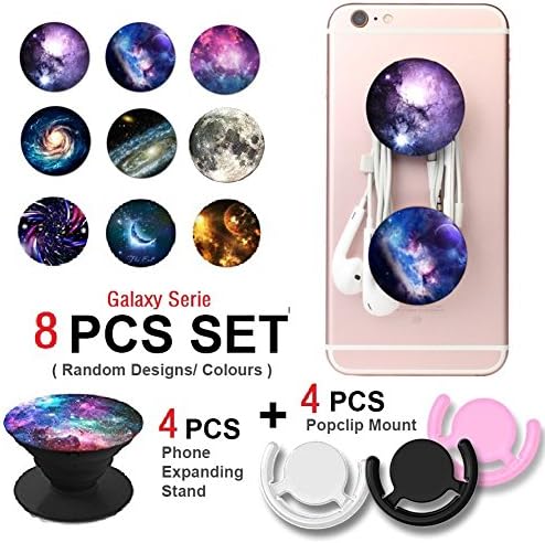 Ouker Multi-Function Holder Expanding Stand Grip and Car Holder For all Smartphones and Tablet device-Galaxy (4 Pack Multil Colored)