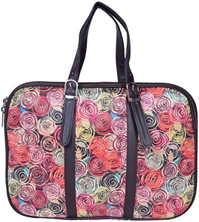 Maba LB19 Fabric Leather Red-Multicolour Laptop Tote Bag for 10 Inch Laptop