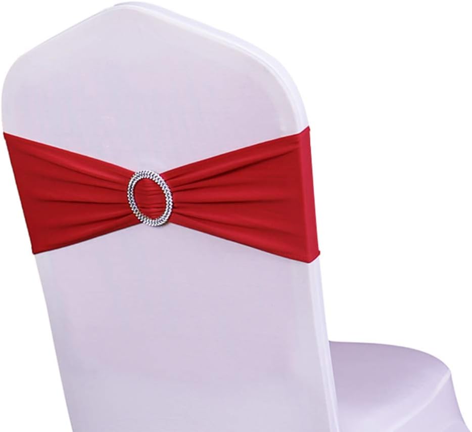 WENSINL Pack of 100 Spandex Chair Sashes Bows Elastic Chair Bands with Buckle Slider Sashes Bows for Wedding Decorations Without White Covers (Lavender): Kitchen & Dining