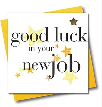 Amazon Com Claire Giles Hearts And Stars Good Luck In Your New Job Card Yellow Office Products