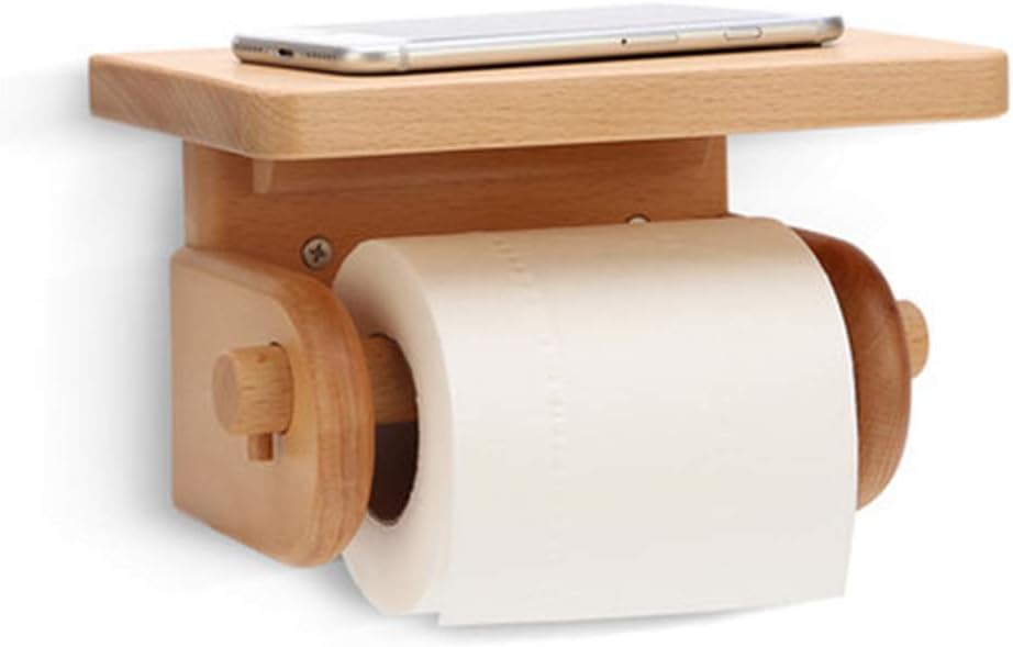 NBRTT Portarrollos de Papel higiénico Tejido de Madera Accesorios de baño Soporte de Pared