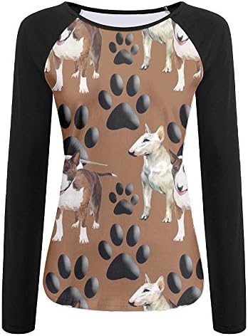 Women's Blouse Long Sleeve Bull Terriers and Paw Print T-Shirt Comfy Casual Tops