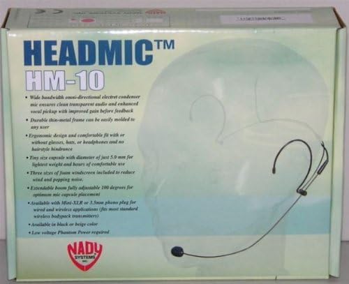 Brand New Nady Hm-10 (3.5 Mm Plug) Headset Condenser Microphone for Hands-free Operation