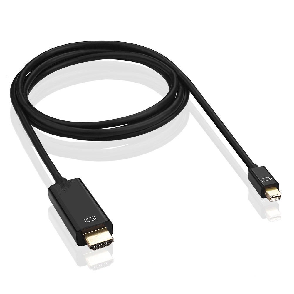 Thunderbolt Mini DisplayPort DP to HDMI Adapter Cable Audio Video HDTV Cable compatible with Macbook Microsoft Surface Pro/Pro2/3Pro,Lenovo Thinkpad etc (6Ft, Black)