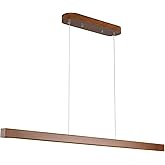 YISDESIGN 59" Wood Linear Pendant Light Fixtures Modern Led 40w Dimmable Pendant Lighting Kitchen Island Lighting Ceiling Han