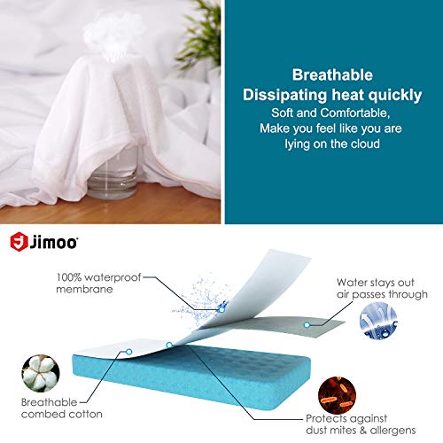 J JIMOO Queen Size Premium Waterproof Mattress Protector,Bed Cover Pad - Smooth - Breathable - Soften - Vinyl Free(White, Queen 60''x80''