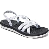 MEGNYA Women's Comfortable Walking Sandals with Arch Support, Athletic Hiking Sandals with Handmade Straps, Outdoor Soft Water Sandals for Beach Poolside Travel Camping