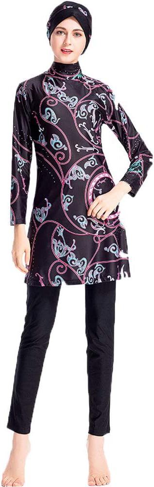 WOWDECOR Muslim Swimming Costume Women, Modest Islamic Arabic Swimwear Burkini Hijab