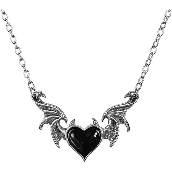 Amazon.com: Dtexhif Black Evil Heart Bat Wings Necklace for