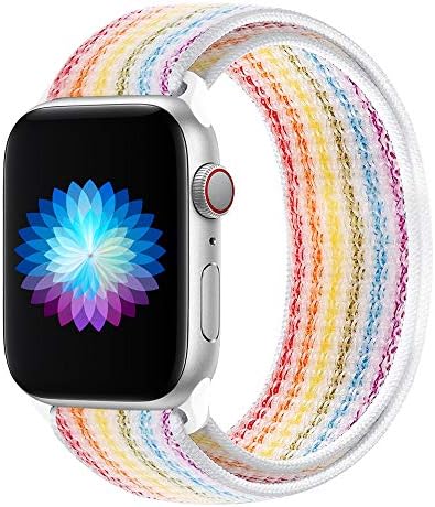 Replacement Band for Apple Watch 38mm 40mm Soft Nylon Sport Loop Strap for Women Men Compatible with iWatch Series 5 4 3 2 1 (Rainbow, 38MM / 40MM)