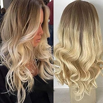 Amazon Com Full Shine 16 Inch Blonde Ombre Lace Front Human Hair