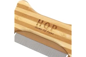 TOPMED ETS Bamboo Wooden Pet Flea CombFor Pet Cat Dog Flea Grooming Comb Stainless Steel in Bone Shape, Proven Grooming Tools for Dogs Cats and Other Animals