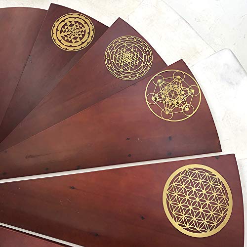 CANDIKO Sacred Geometry Stainless Steel Metal Wall Art Sri Yantra Symbol Decor 12 inch (Gold, Large)