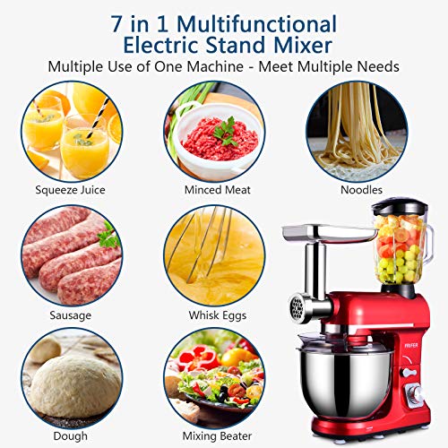 Frifer 3 in 1 Electric Stand Mixer, 5QT 6Speed TiltHead Food Mixer