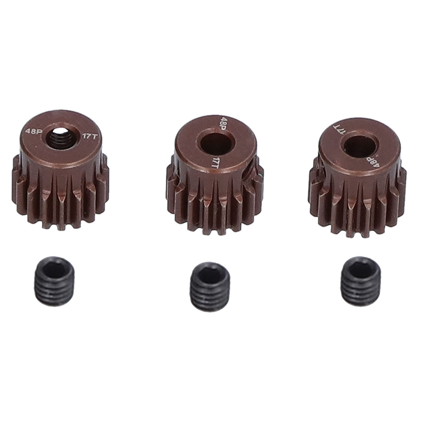 SPYMINNPOO 3Pcs 48DP Pinion Gear Set, 17T Steel Pitch Motor Gears fit for 1/10 3.175mm Shaft Brushless/Brushed RC Motor Sportinggoods Model Car Accessories Sportinggoods Model Car Accessories