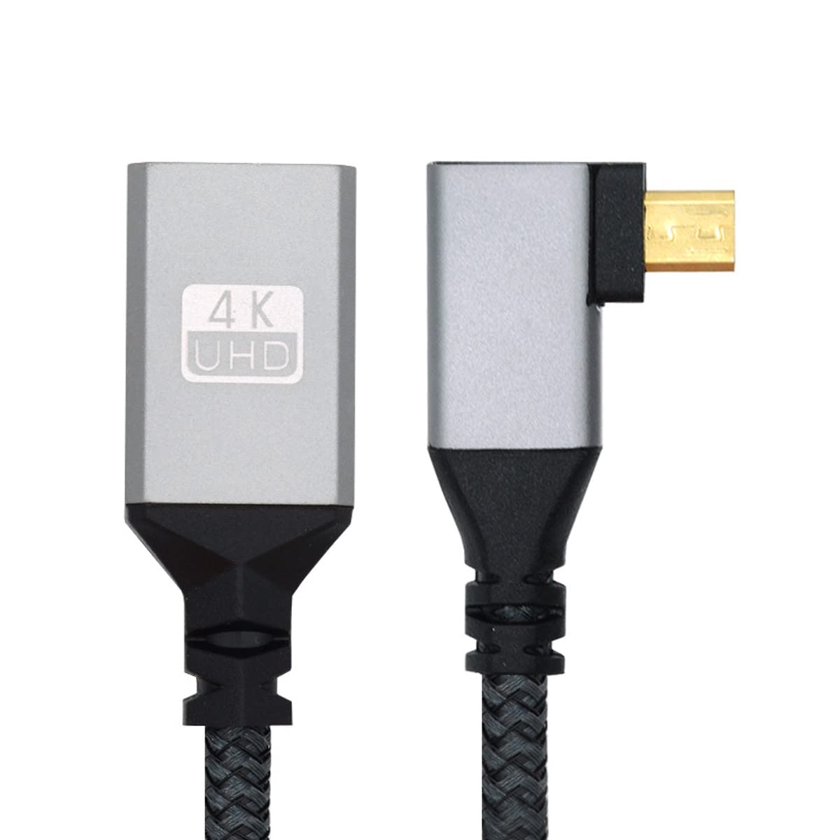 CY 4K Cable Type-D Micro HDMI 1.4 Male 90 Degree Left Angled to HDMI Female Extension Cable for DV MP4 Camera DC Laptop HDTV