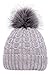 ThunderCloud Men & Women's Luxurious Faux Fur Pompom Thick Cable Cap Knit Skull Ski Cap Winter Beanie Hat