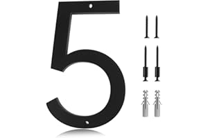 REAVOR 5 Inch House Address Numbers for Outside 5 - Easy Installation With Screw Set, Includes Hardware for Flush or Floating Mount, Frosted Matte Black Acrylic Address Mailbox Numbers for Exterior, Porch