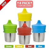 Silicone Sippy Cup Lids (4 Pack) | Baby Cup Lids, Make Any Cup A Spill Proof Sippy Cup, 100% BPA Free | Suitable For Toddlers and Babies (Aqua, Blue, Yellow, Light blue)