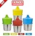 Stainless Steel Cups and Silicone Sippy Cup Lids (4 Pack) | Baby Cup Lids, Make Any Cup A Spill Proof Sippy Cup, 100% BPA Free | Suitable for Toddlers and Babies - Safe Edges (8oz)