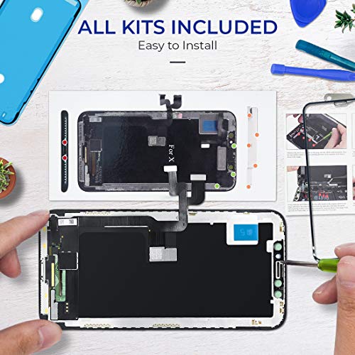 image for HTECHY Replacement for iPhone X Screen Replacement Black(5.8
