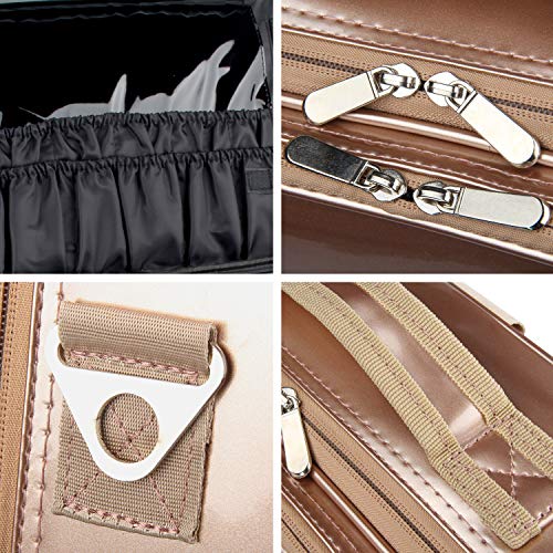 Makeup Travel Case, Makeup Bag Train Case Make Up Organizers And Storage for Cosmetics Jewelry Electronics with Adjustable Shoulder Strap Rose Gold (Rose Gold - Large)
