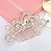 Pack of 4 Bridal Wedding Hair Comb Overtone Rose Gold Crystal Rhinestones Pearls Women Hair Side Combs Bridal Head Pin Headpiece
