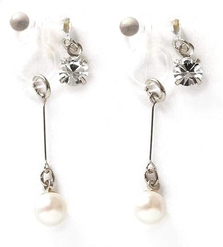 Amazon Melody Accessory 日本製 樹脂 ノンホールピアス イヤリング ノンホールイヤリング Nt J35 パール シルバー色 イヤリング 通販